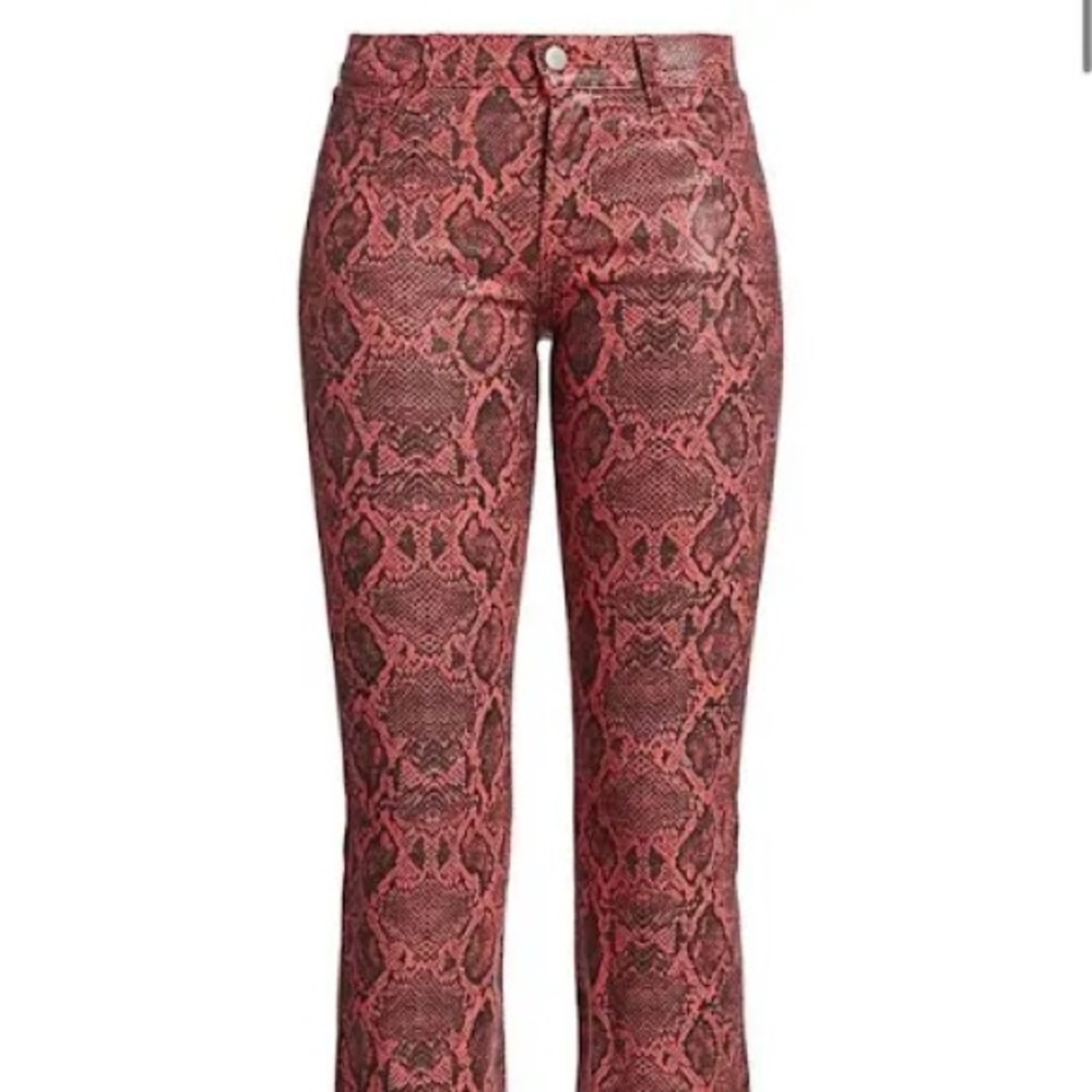 NWT J Brand Cropped Bootcut Coated Snakeskin Denim